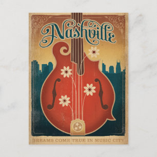 Carte Postale Faire-part Sauver la date Nashville, TN - Mandoline Fleur