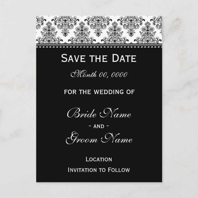 Carte Postale Faire-part Sauver la Date - Noir & Blanc (Devant)