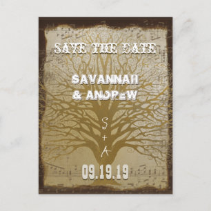 Carte Postale Faire-part Sauver la date Or Arbre tourbillonnant