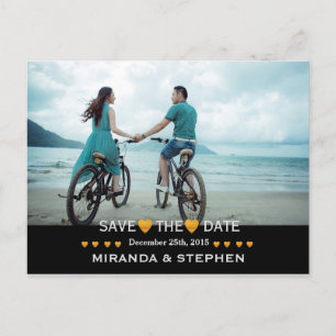 Carte Postale Faire-part Sauver la date Or Moderne Coeur Mariage Photo