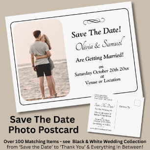 Carte Postale Faire-part Sauver la date, Photo - Noir & Blanc avec Infini
