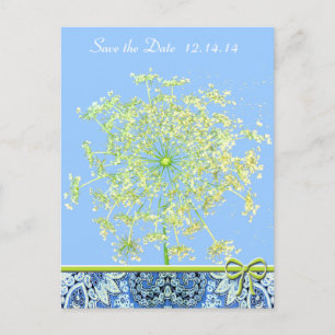 Carte Postale Faire-part Sauver la date  Queen Anne's Lace Lapis Bleu Vert