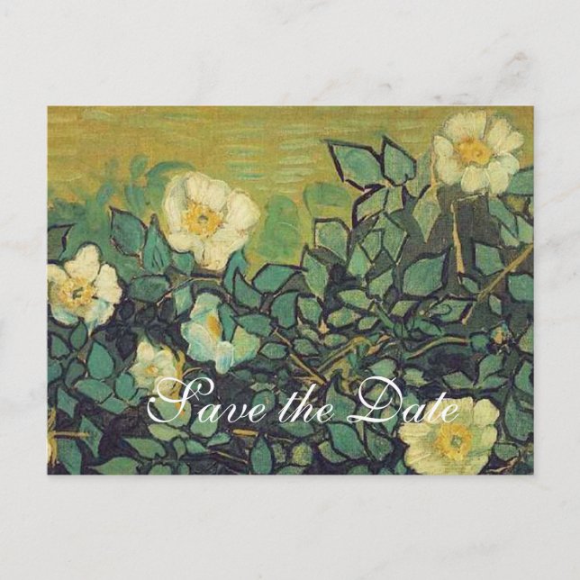 Carte Postale Faire-part sauver la date, van Gogh roses sauvages (Devant)