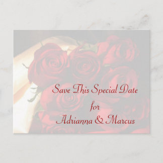 Carte Postale Faire-part "Sauvez cette date spéciale" - Bouquet Rose rouge