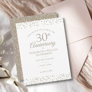 Carte Postale Faire-part Sauvez la Date 30e Anniversaire Cœurs Confettis 