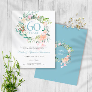 Carte Postale Faire-part Sauvez la Date 60ème Anniversaire Diamant Floral