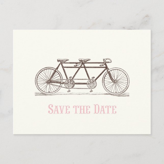 Carte Postale Faire-part Sauvez la date Bicyclette construite pour deux (Devant)
