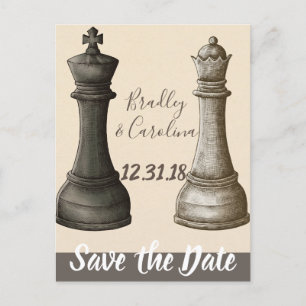 Carte Postale Faire-part Sauvez la date Chess King Queen