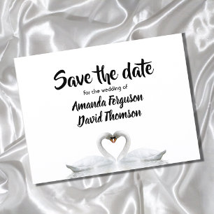 Carte Postale Faire-part Sauvez la date cygne cuple amour blanc mariage
