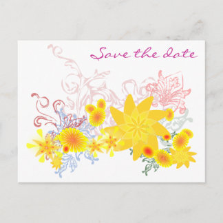 Carte Postale Faire-part Sauvez la date - Fleurs