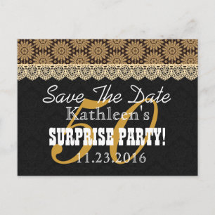 Carte Postale Faire-part Sauvez la Date SURPRISE 50e Anniversaire A003 OR