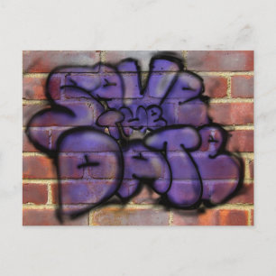 Carte Postale Faire-part Sauvez le graffiti de date