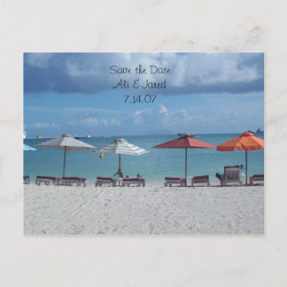 Carte Postale Faire-part Sauvez le mariage de destination de plage de date