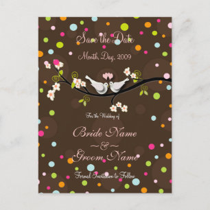 Carte Postale Faire-part Sauvez les colombes de la date + des confettis