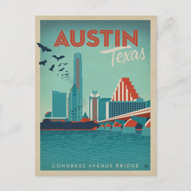 Carte Postale Faire-part Save the date | Austin, Pont de l'avenue du Congrè (Devant)