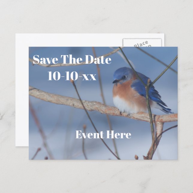 Carte Postale Faire-part Save The Date Bluebird Nature Personalized (Devant / Derrière)