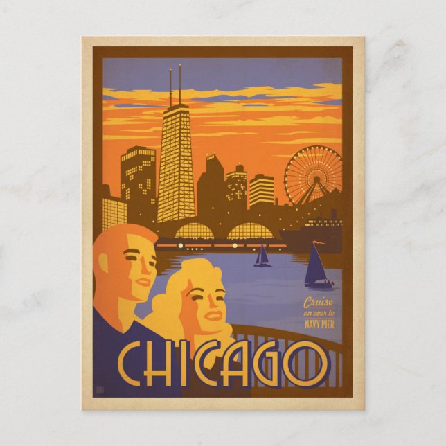 Carte Postale Faire-part Save the date | Chicago, IL - Navy Pier (Devant)