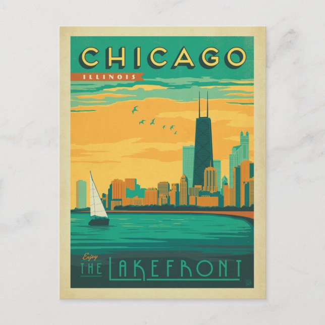 Carte Postale Faire-part Save the date | Chicago, IL - Profitez du bord de  (Devant)