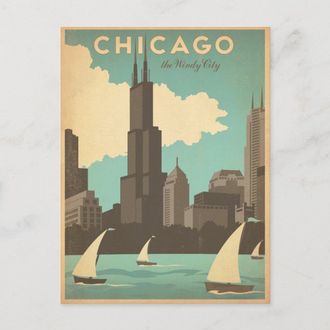Carte Postale Faire-part Save the date | Chicago, IL - Windy City (Devant)