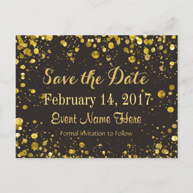 Carte Postale Faire-part Save the date | Gold Confetti (Devant)