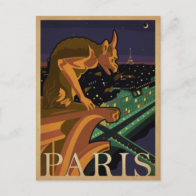 Carte Postale Faire-part Save the date | Paris - Gargoile (Devant)