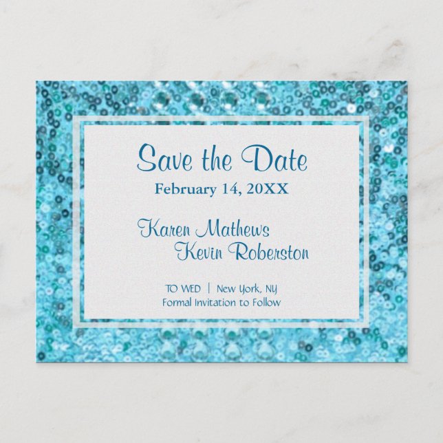 Carte Postale Faire-part Save the date | Séquences Turquoises (Devant)