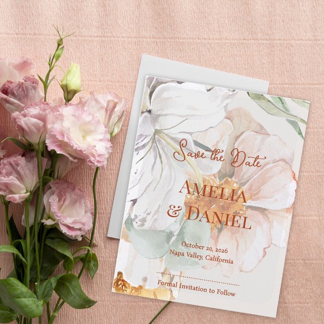 Carte Postale Faire-part Save the Date Wedding Card | Floral Blush Peach (Save the Date Wedding Card | Floral Blush Peach)