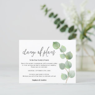 Carte Postale Faire-part Scénario de changement de date de mariage Eucalypt