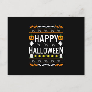 Carte Postale Faire-part Schnauzer Halloween tenue décontractée et laide de