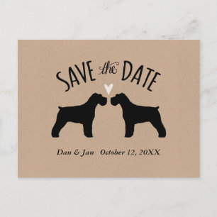 Carte Postale Faire-part Schnauzer Silhouettes Wedding Sauvez la date