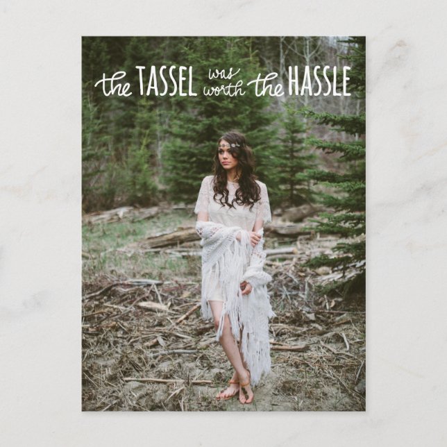 Carte Postale Faire-part Script blanc fin | Enregistrer la photo de date (Devant)