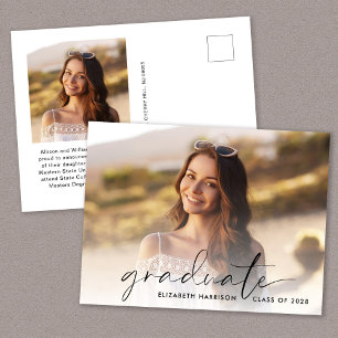 Carte Postale Faire-part Script de budget Photo de remise de diplôme