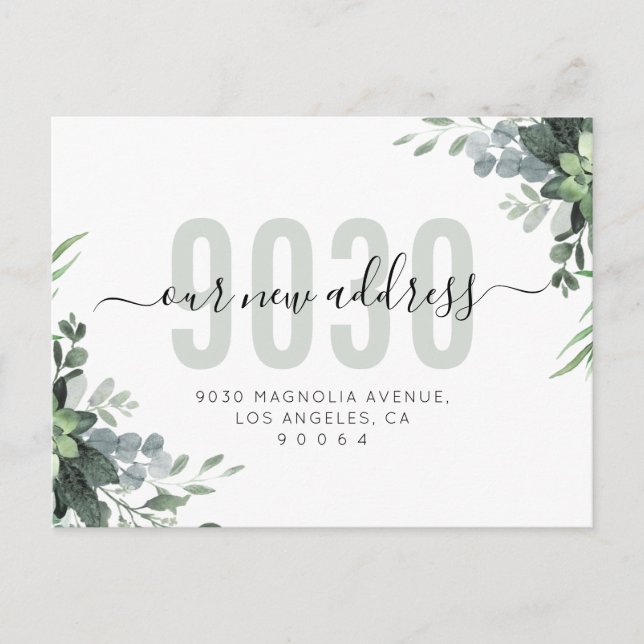 Carte Postale Faire-part Script de verdure Notre nouvelle adresse Nous avon (Devant)