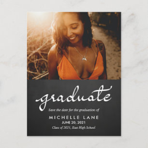 Carte Postale Faire-part Script Graduate Chalkboard Enregistrer La Photo Da