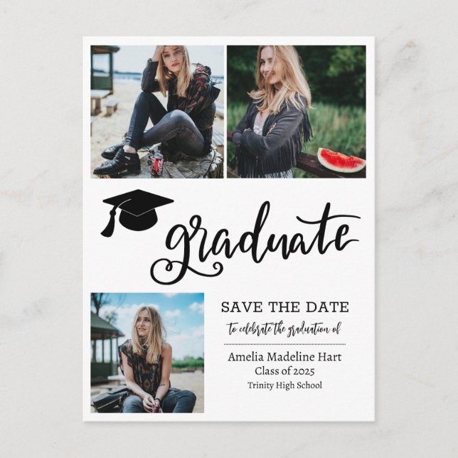 Carte Postale Faire-part Script Graduate Simple Enregistrer La Date Photo C (Devant)