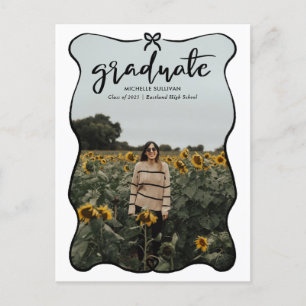 Carte Postale Faire-part Script Gradué Cute Bow Coeur Cadre Photo