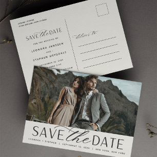 Carte Postale Faire-part Script lisse Mariage photo Enregistrer la date
