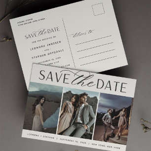 Carte Postale Faire-part Script lisse Trois mariage photo Enregistrer la