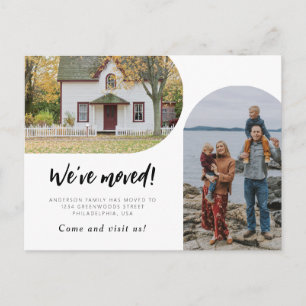 Carte Postale Faire-part Script moderne Deux Arc photo Nous avons bougé