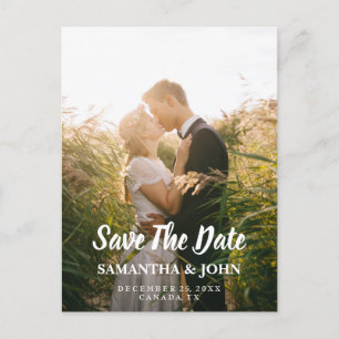 Carte Postale Faire-part Script moderne mariage photo Enregistrer la date