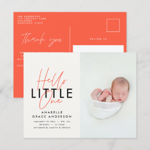 Carte Postale Faire-part Script moderne photo bonjour petit un