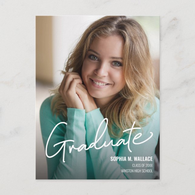 Carte Postale Faire-part Script moderne photo personnalisée (Devant)