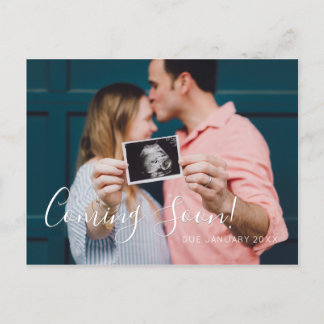 Carte Postale Faire-part Script Moderne Prochainement Grossesse