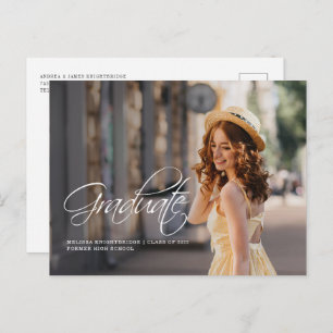 Carte Postale Faire-part Script Photo Grad Class of 2022 Graduation