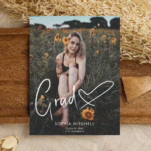 Carte Postale Faire-part Script Signature Photo de cœur Fête de remise des 