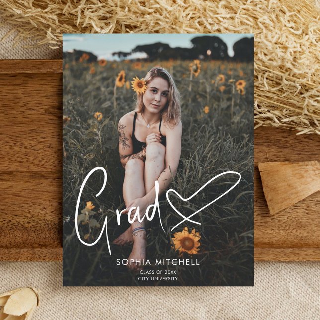 Carte Postale Faire-part Script Signature Photo de cœur Fête de remise des  (Créateur téléchargé)