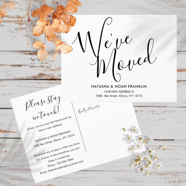 Carte Postale Faire-part Script simple Nous avons déplacé une nouvelle adre (Créateur téléchargé)