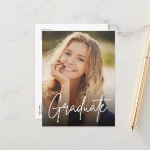Carte Postale Faire-part Script tendance Graduate Custom Photo Lycée
