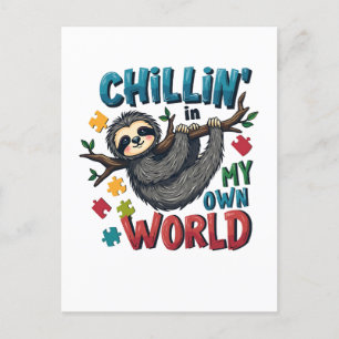 Carte Postale Faire-part Se détendre dans mon monde Paresseux Sensibilisati