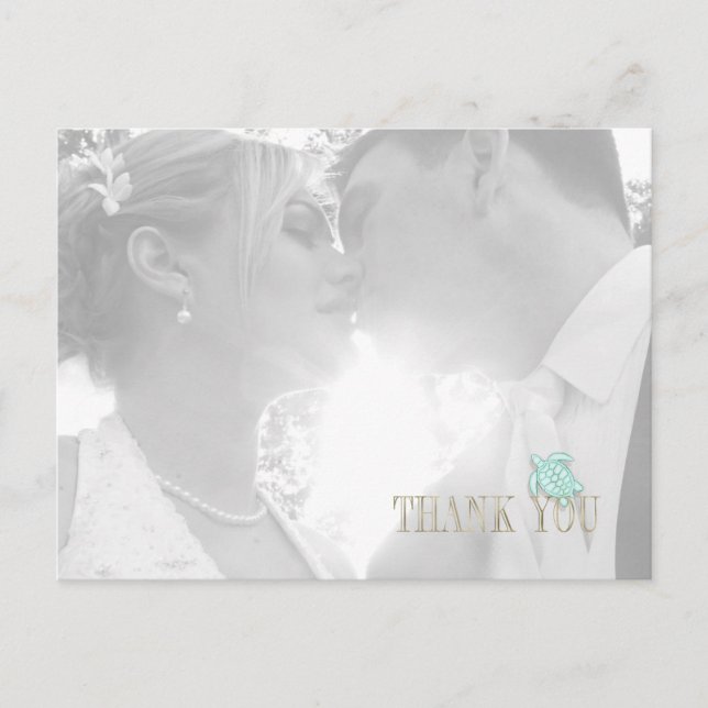 Carte Postale Faire-part Sea Foam Beach Wedding Thank You ID837 (Devant)